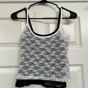 Edikted Black and White Lace Layer-able Camis